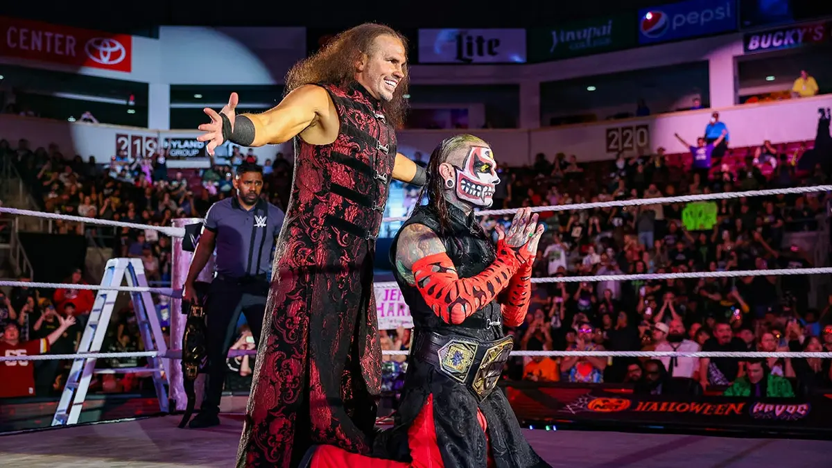 Matt and Jeff Hardy entering the wrestling ring at NXT Halloween Havoc in Prescott Valley Arizona