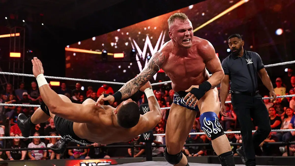 Myles Borne in action against Dion Lennox at WWE Performance Center in Orlando, Florida
