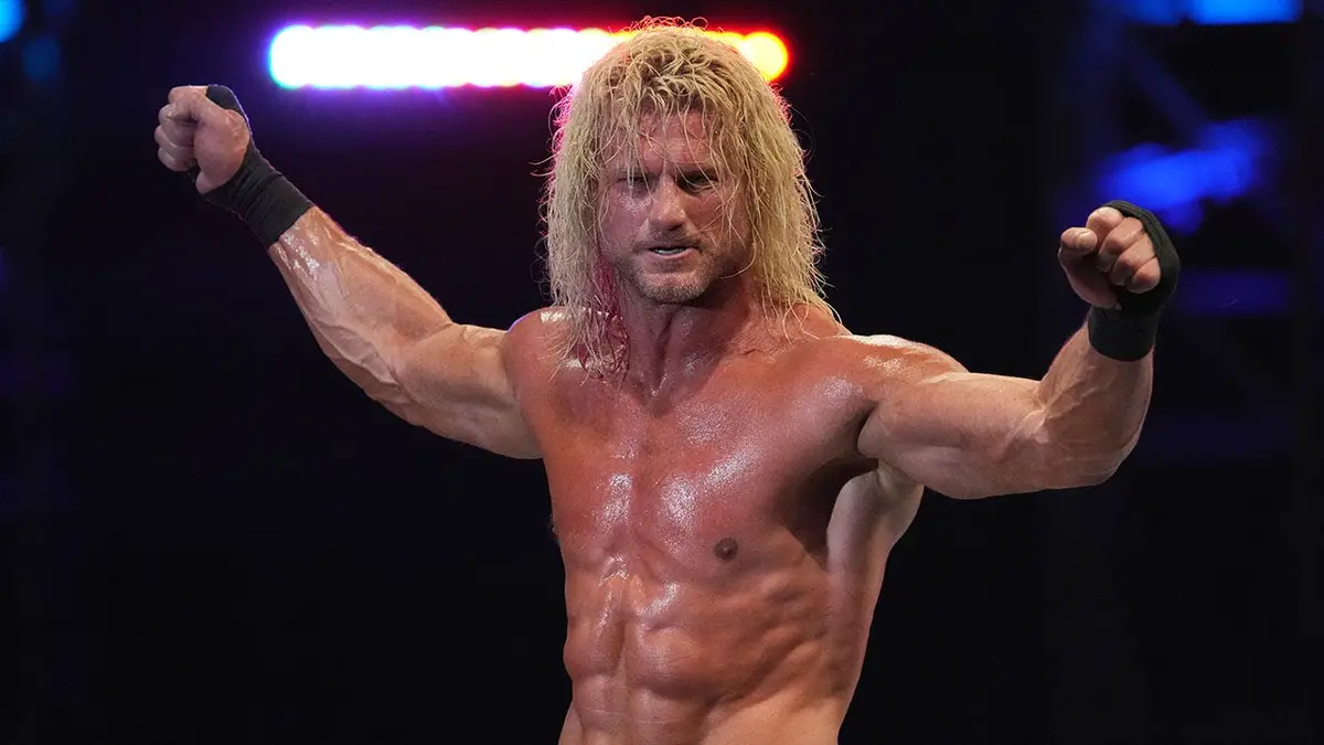 Nic Nemeth celebrating victory at Fukuoka Convention Center wrestling event